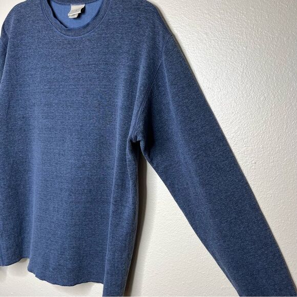 Vintage LL Bean Double Layer Wool Blend Crew Neck Blue Gray Shirt Men Medium - Picture 4 of 13